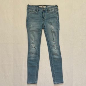 Hollister Low-Rise Super Skinny Ripped Blue Jeans